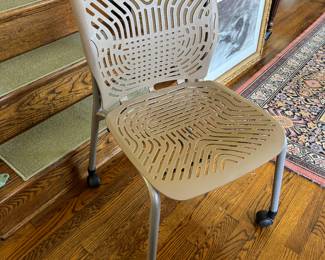 Neox Modern Latte with Platinum Frame Seat & Back Visitor Chair with Casters (pr)