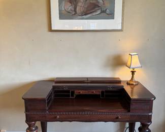 Antique Flip-Top Writing Desk (22"D x 50"W x 35"H)