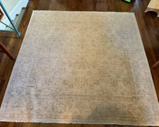 Hand-Knotted White Square Rug (80"W x 80"L)