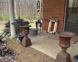 Pair Cast Iron Pots and other Outdoor Items
