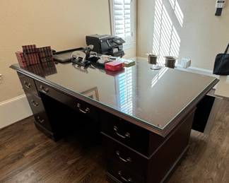 Large Desk with Glass Top