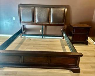 Aspen home king size bed frame, side table and dresser 