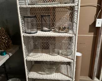 Vintage collapsible wicker shelf removable shelves