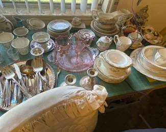 Pink depression glass