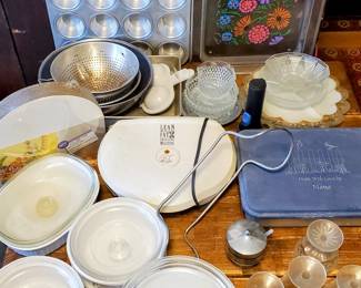 Corningware dishes!  Lots of pans and glassware!