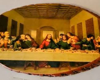 Vintage 70s Da Vinci Last supper wood slice piece!  Collectors item!