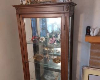 2 MAHOGANY ,SMALL LOCKING & LIGHTED DISPLAY CABINETS