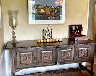 1920's Spanish Walnut Buffet Sideboard