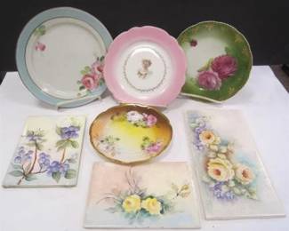 PORCELAIN PLATES AND HAND PAINTED TILES