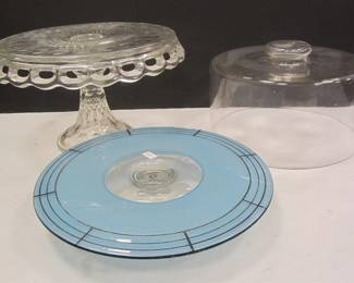 TWO GLASS CAKE STANDS