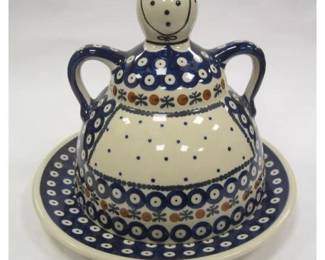 POLISH POTTERY CHEESE LADY COVER/PLATE