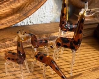 Miniature glass giraffes