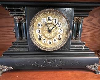 Seth Thomas faux marble mantle clocks