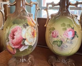 Hand painted porcelain vases