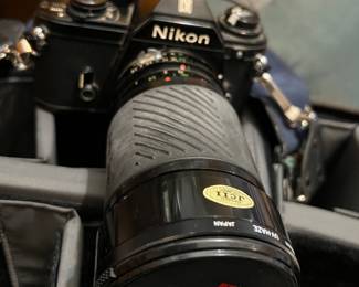 Nikon EM film camera with Vivitar lens