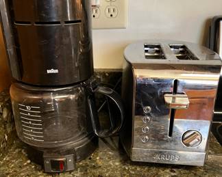 Braun coffeemaker and Krups toaster