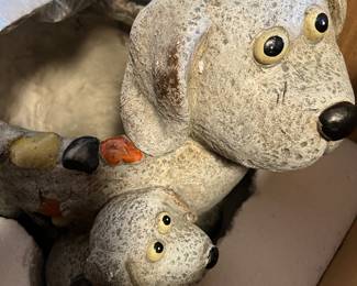 Stone dog planter (new in box)