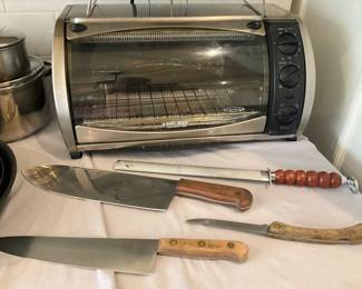 Toaster Oven, Large Kitchen Knife, Hand Forged German Butcher Knife