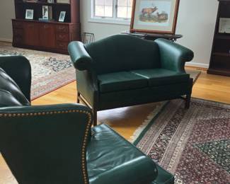 Leather Furniture, Area Rug  12'10" x 8'11"