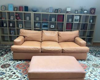 Kreiss, down filled, Leather Sofa, w/matching ottoman. 