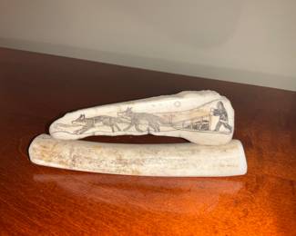 Scrimshaw, on antler