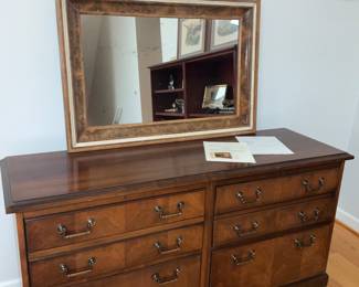 Biedermeier, Mirror, with paperwork.  Credenza, office furniture