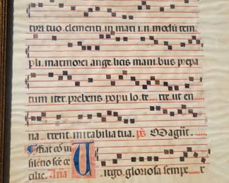 Antique, antiphonal, Antiphonary Leaf. Double sided. 
