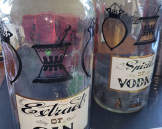 Vintage, bar ware, apothecary bottles 