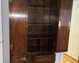 Henredon, Campaign Style Chests, Cabinets 