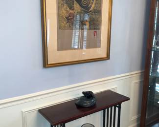 Labadang, Signed Serigraph. "Les Voiliers", Small console table