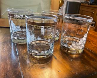 Dow Jones Industrial, Rocks Glasses, Barware 