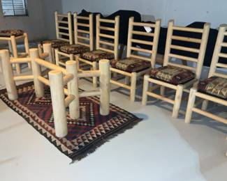 Southwest Style, Chairs, matching table base, Bar stool, Desk. Rugs 