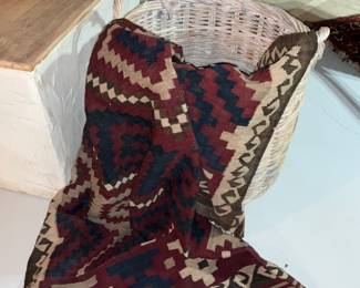 Southwest Style, Wool, Rug or Wall Hanging , Large wicker Baskets 