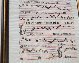 Antique, antiphonal, Antiphonary Leaf. Double sided. 