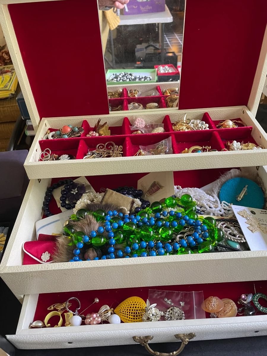 Costume jewelry and jewelry box.