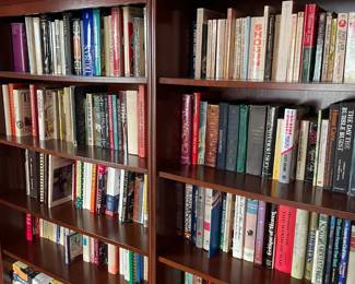 More books and wooden bookshelves.