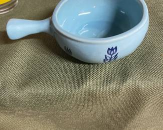 Mid Century Tulip Blue Dish with Handle.
