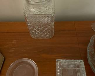 Decanter and glass items.