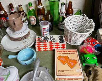 Collector beer bottles. and assorted items.