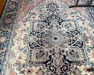 5'9" x 9' Karastan blue Heriz Serapi wool rug.