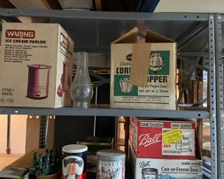 Vintage items (in boxes).