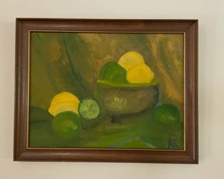 Vintage painting of lemons and limes.