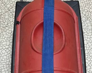 ROLL N DONKEE HARD PLASTIC 2 BOWLING BALL ROLLING CASE (USA) with two bowling balls.