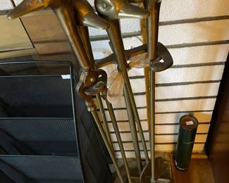 Duck Head fireplace tool set solid brass.