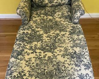 Small blue and white chaise.