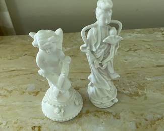 Vintage Chinese white Blanc de Chine porcelain figures.