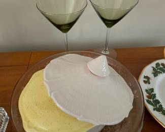 Martini glasses and ceramic lids.