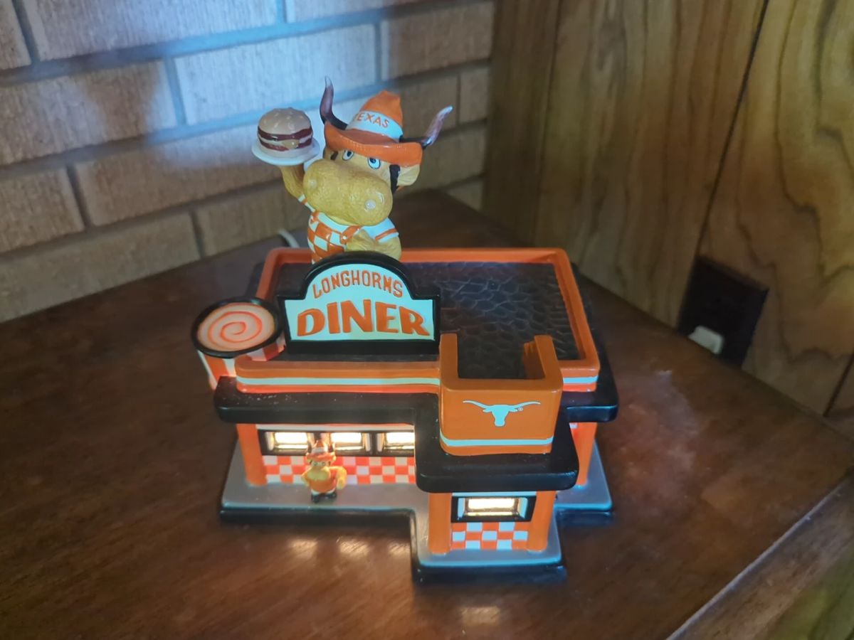 Mascot Diner Lighted Porcelain Building Longhorns, University of Texas
