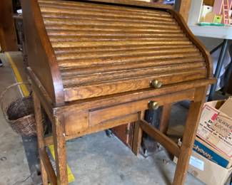 small antique oak child's roll top desk