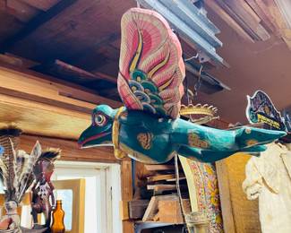 large flying gilt wood frog